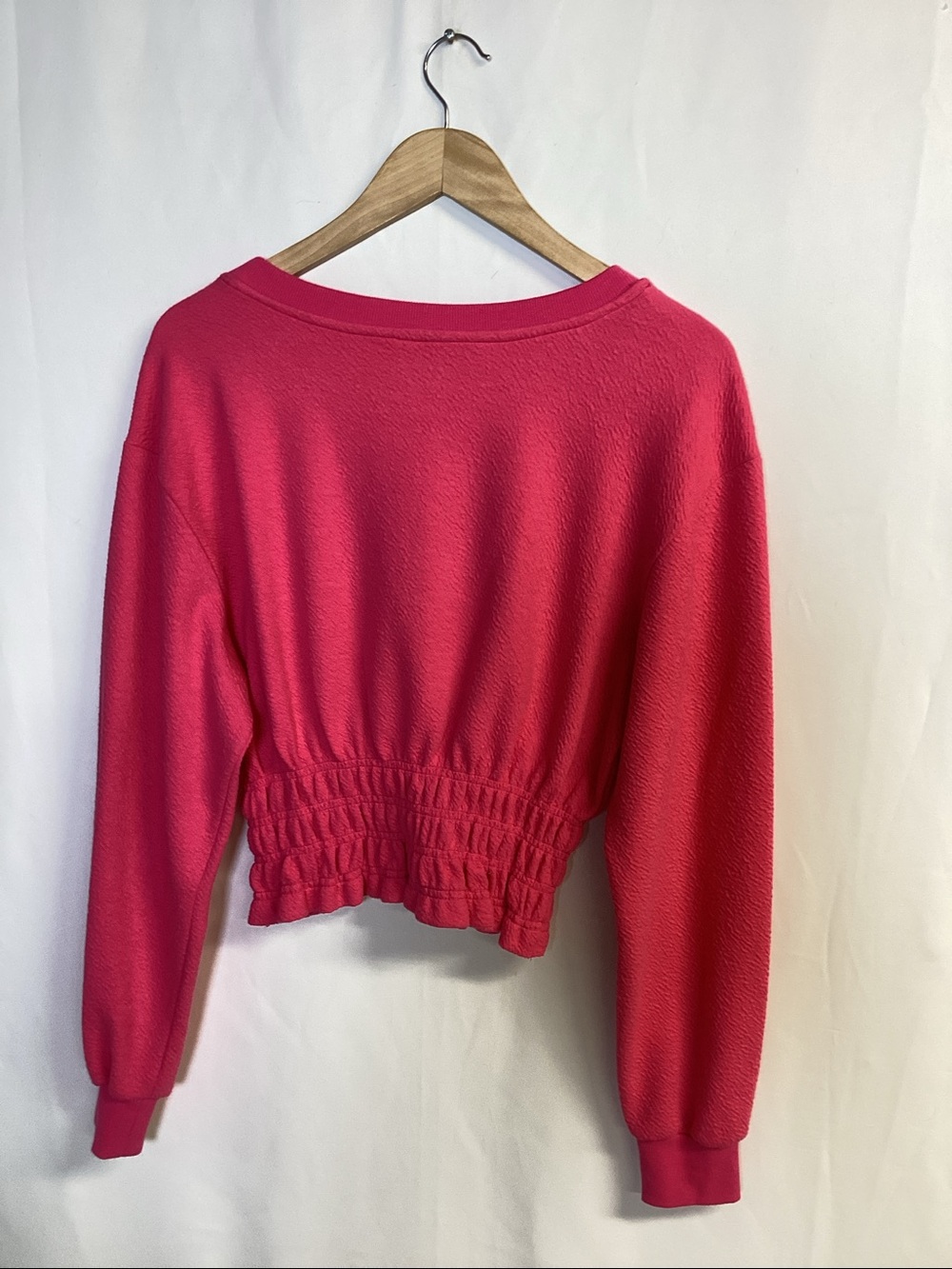 MAEVE by Anthropologie Smocked Boat Neck Jumper Top Hot Pink Size Small - Picture 7 of 10
